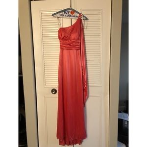 Pink Satin One Shoulder PROM Dress